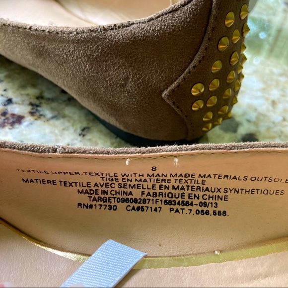 Brown Suede Flats with Gold Beaded Heel - Picture 6 of 7